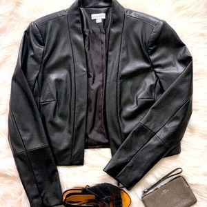 Black Faux Leather Crop Calvin Klein Blazer